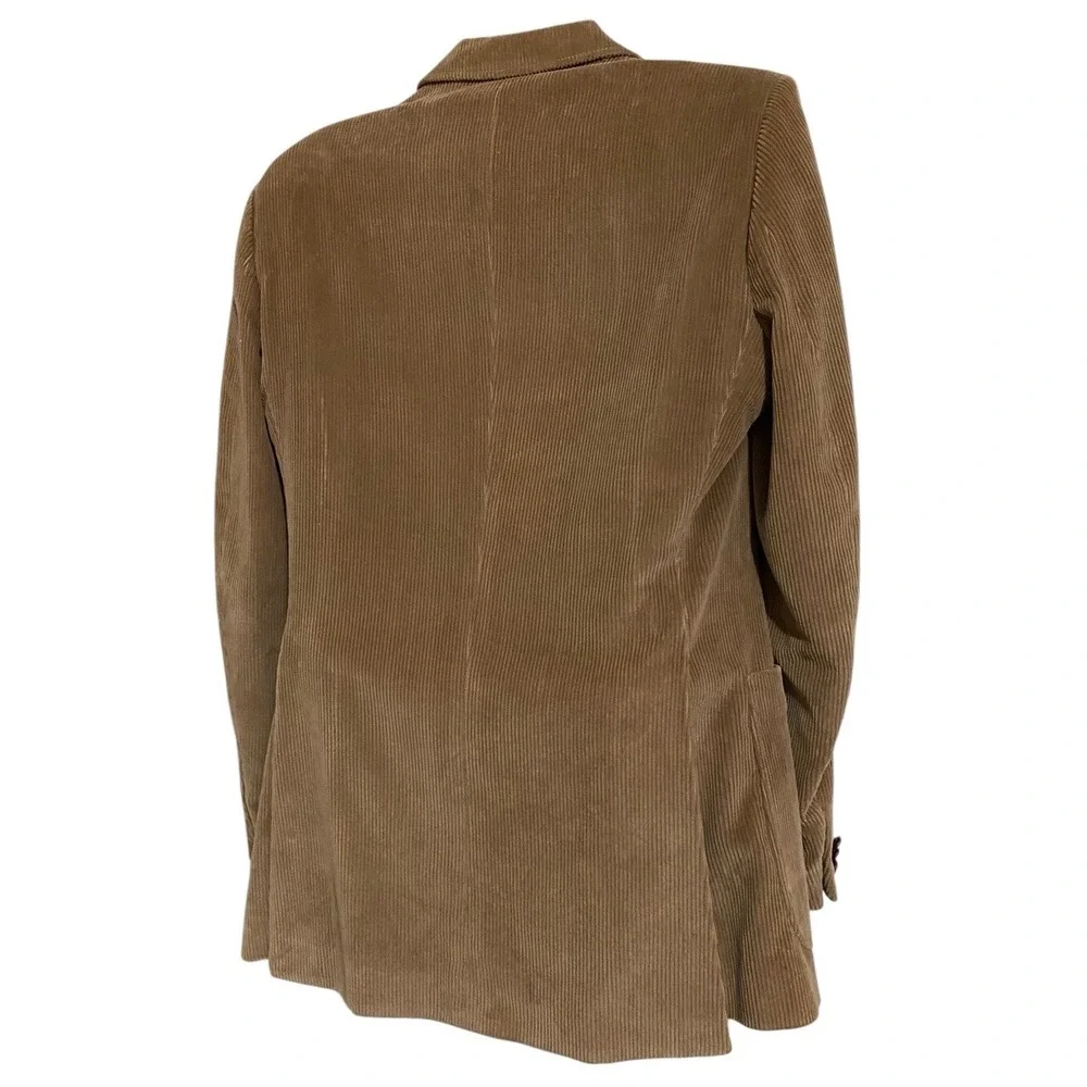 Vintage 1970s Corduroy Blazer Jacket Size‎ 42L Light Brown Tan Pockets Cotton